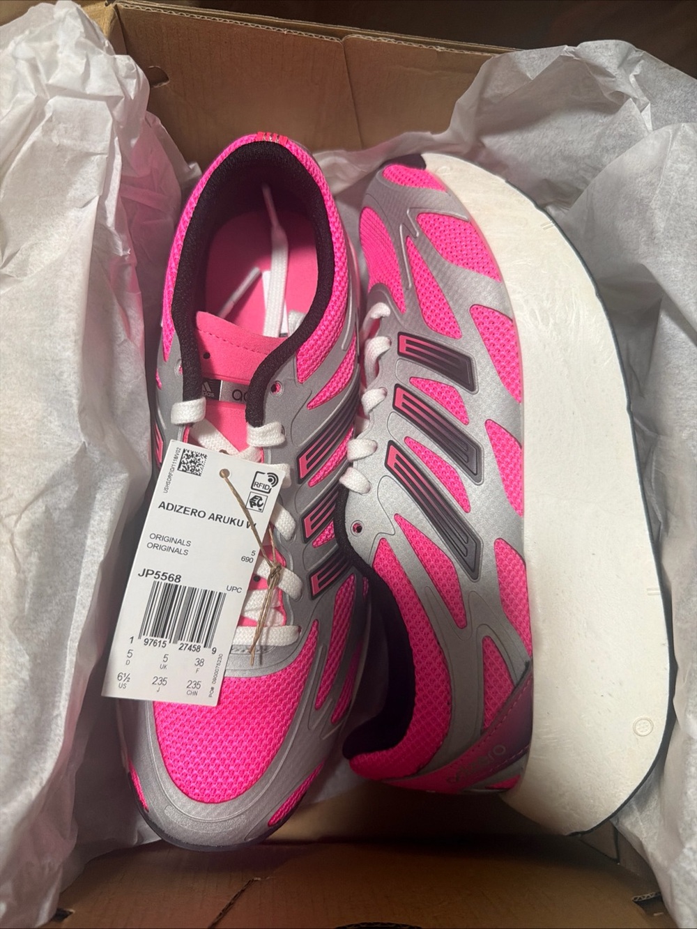 Adidas Women's Adizero Aruku Running Lucid Pink/Silver/Black JP5568 Size 6.5